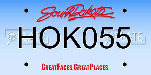 HOK055 South Dakota License Plate