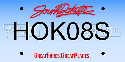 HOK08S South Dakota License Plate