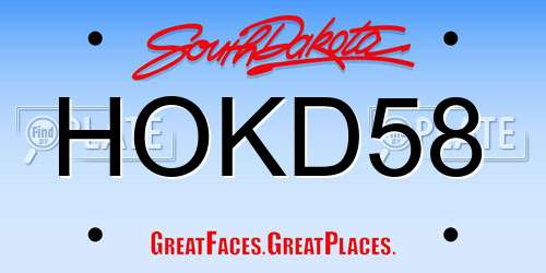 HOKD58 South Dakota License Plate