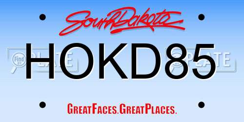 HOKD85 South Dakota License Plate