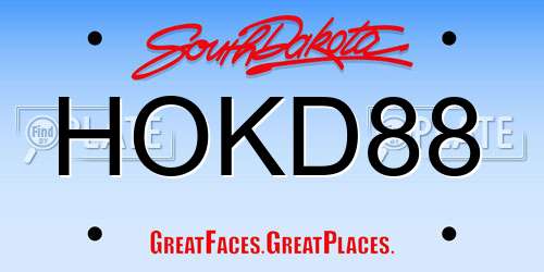 HOKD88 South Dakota License Plate