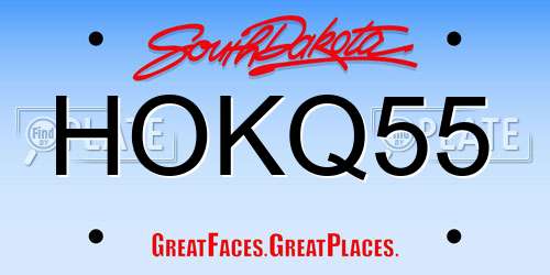 HOKQ55 South Dakota License Plate