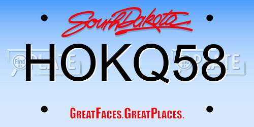 HOKQ58 South Dakota License Plate