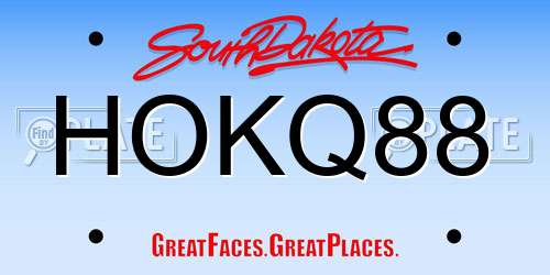 HOKQ88 South Dakota License Plate