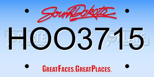 HOO3715 South Dakota License Plate