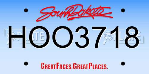 HOO3718 South Dakota License Plate