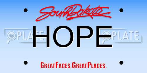 HOPE South Dakota License Plate