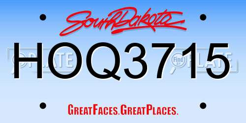 HOQ3715 South Dakota License Plate