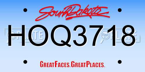 HOQ3718 South Dakota License Plate