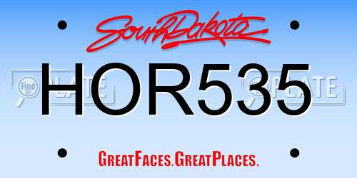 HOR535 South Dakota License Plate