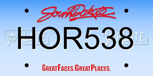 HOR538 South Dakota License Plate