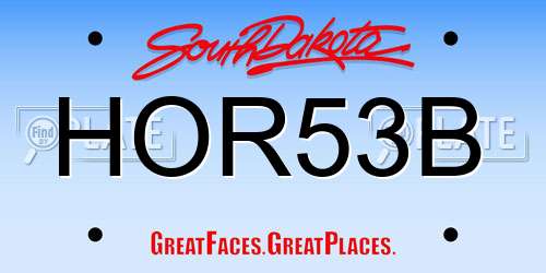 HOR53B South Dakota License Plate