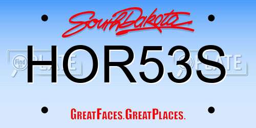 HOR53S South Dakota License Plate