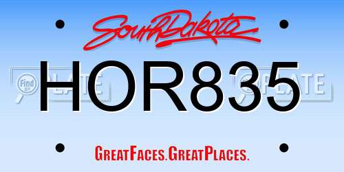 HOR835 South Dakota License Plate