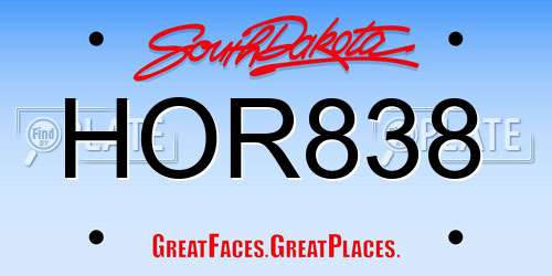 HOR838 South Dakota License Plate