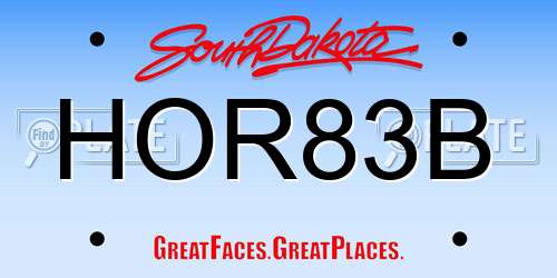 HOR83B South Dakota License Plate