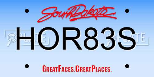 HOR83S South Dakota License Plate