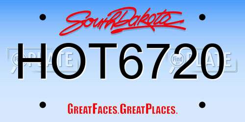 HOT6720 South Dakota License Plate