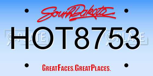 HOT8753 South Dakota License Plate