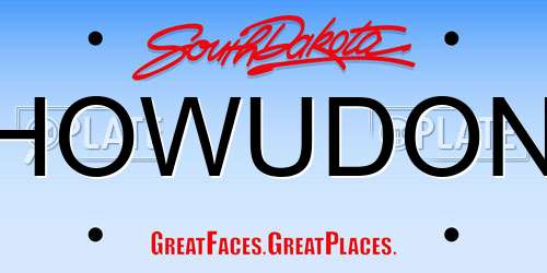 HOWUDON South Dakota License Plate
