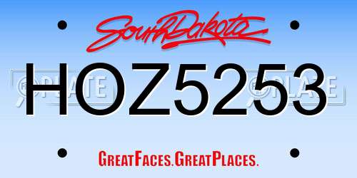 HOZ5253 South Dakota License Plate