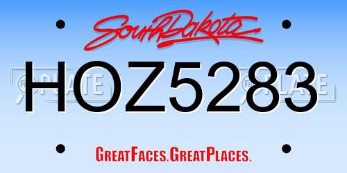 HOZ5283 South Dakota License Plate