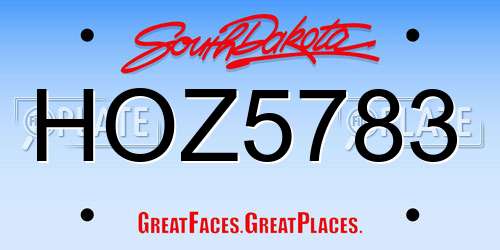HOZ5783 South Dakota License Plate
