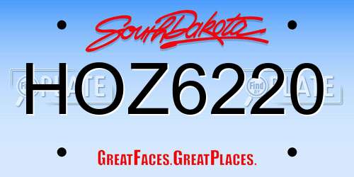 HOZ6220 South Dakota License Plate