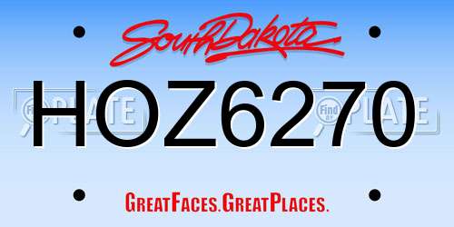HOZ6270 South Dakota License Plate