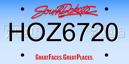 HOZ6720 South Dakota License Plate