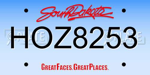 HOZ8253 South Dakota License Plate