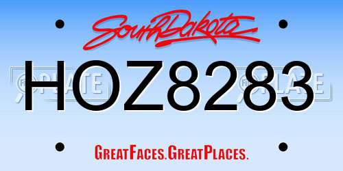HOZ8283 South Dakota License Plate