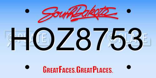 HOZ8753 South Dakota License Plate