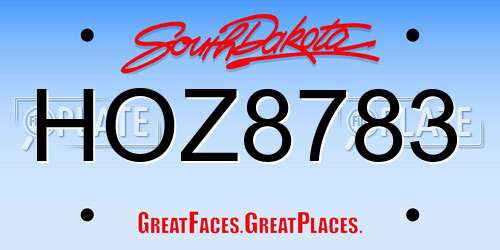 HOZ8783 South Dakota License Plate
