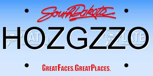 HOZGZZO South Dakota License Plate
