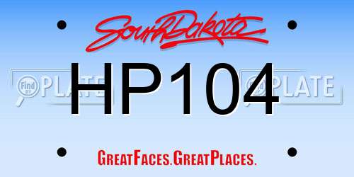 HP104 South Dakota License Plate