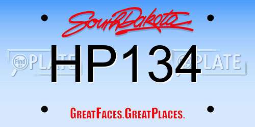 HP134 South Dakota License Plate