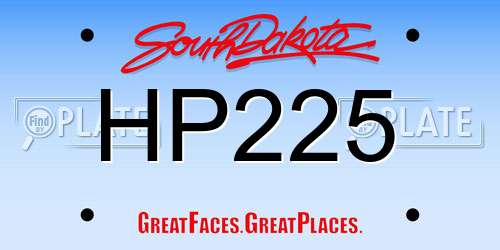 HP225 South Dakota License Plate