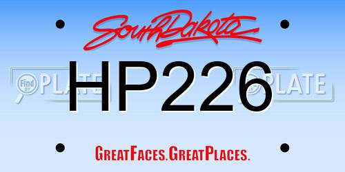 HP226 South Dakota License Plate