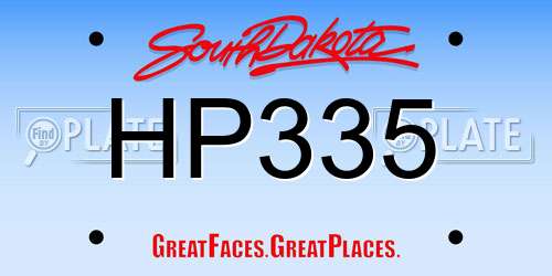HP335 South Dakota License Plate