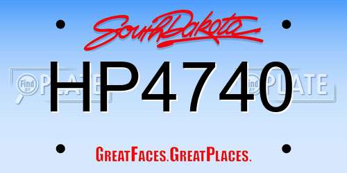 HP4740 South Dakota License Plate