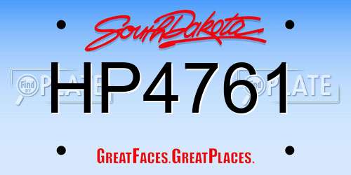 HP4761 South Dakota License Plate