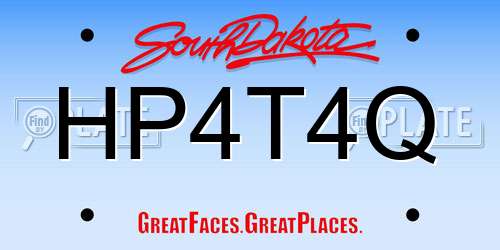 HP4T4Q South Dakota License Plate