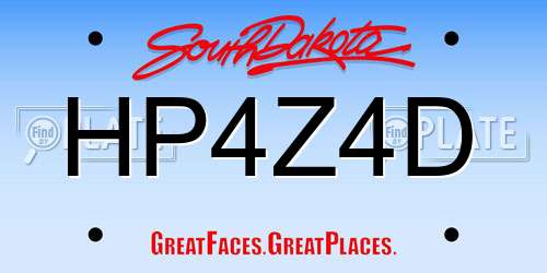 HP4Z4D South Dakota License Plate