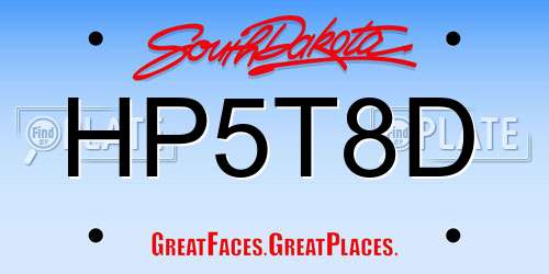 HP5T8D South Dakota License Plate