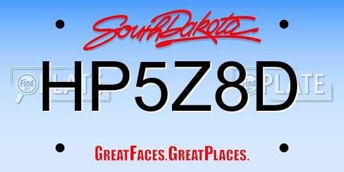 HP5Z8D South Dakota License Plate