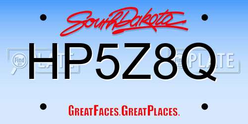 HP5Z8Q South Dakota License Plate