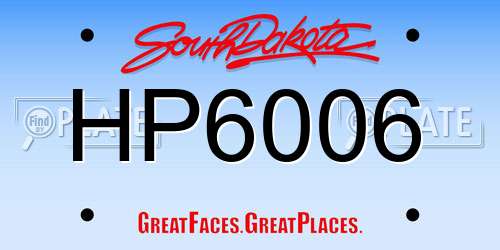 HP6006 South Dakota License Plate