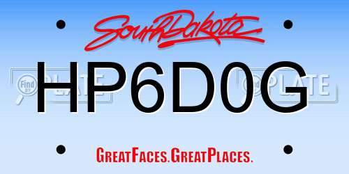 HP6D0G South Dakota License Plate