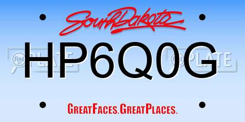 HP6Q0G South Dakota License Plate